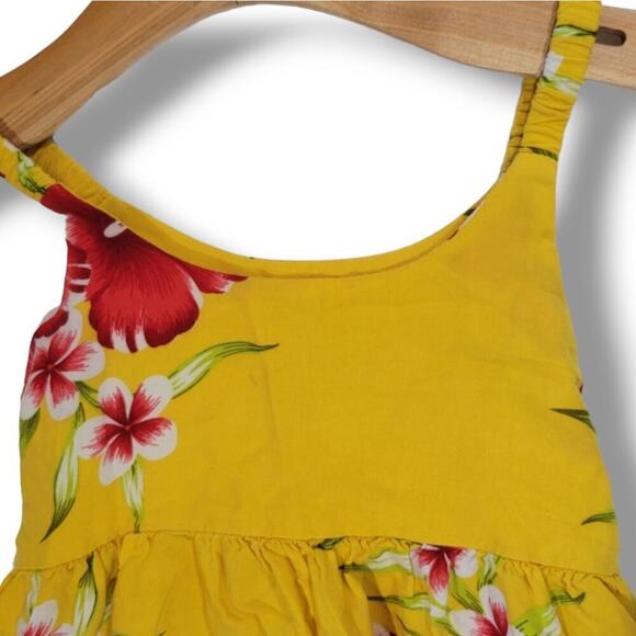 Aloha Fashion Girls Yellow Tropical Floral Vacation Dress – Size 8, Sleeveless - Picture 3 of 8